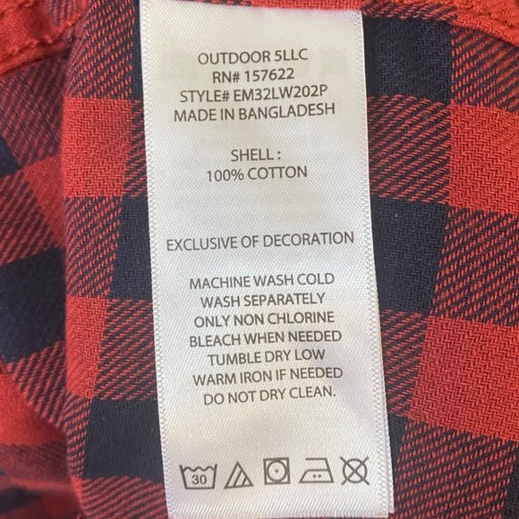 Eddie Bauer Button Down Flannel Shirt Mens 2XL Red Black Casual Long Sleeve NEW - Picture 11 of 14